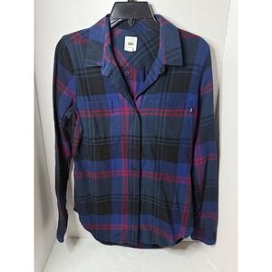 Vans Womens Flannel Shirt Size S Blue Red‎ Black Plaid Long Sleeve